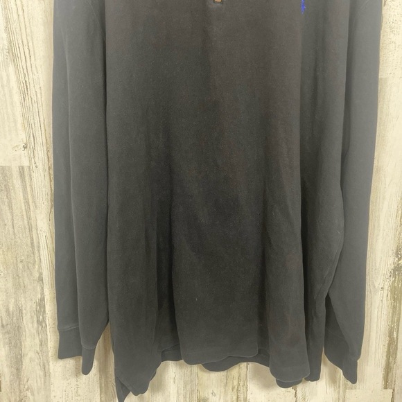 Polo Ralph Lauren Sweater Mens 2XLT Black Pullover Quarter Zip Blue Logo - Picture 5 of 8